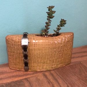 Brown leather and silver fossil watch